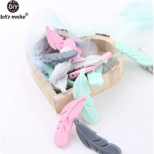 Lets Make Silicone Feather Teether 10pc Nursing Accessories DIY Teething Necklace BPA Free Silicone Teether Shower Gift Teether