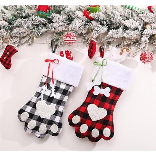 2021 Christmas Hanging Sock Decorative Lattice Design Tree Stocking Navidad Noel Christmas Tree Decoration New Year 2022
