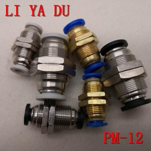 5pcs/lot PM-12 Pneumatic fittings PM bulkhead quick connector tracheal quick connector bulkhead straight