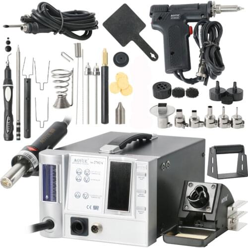 AOYUE 2702A+ Multi-fonction 4 In 1 Lead-free Desoldering Station+Smoking Instrument +Electric Desoldering Pump Gun+Hot Air Gun