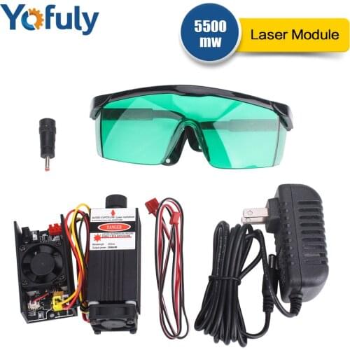 Free Shipping 5.5w Laser Tube with TTL 12V 5500mw High Power DIY Engraving Machine part Focusing Laser Module