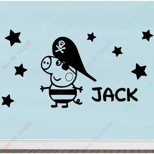 Free Shipping Pirate George Customized Personalised Wall Sticker Name Vinyl Wall Sticker Name wallpaper