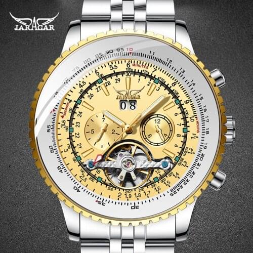 JARAGER Top Brand Male Clock Luminous Wristwatch Automatic Mechanical Male Silver Gold Watches relogio masculino