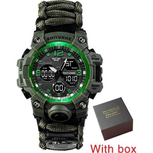 SHIYUNME Mens Watch Thermometer Compass Whistle Multi-Munction Watch Waterproof Luminous S-Shock Mens Watch relógio masculino