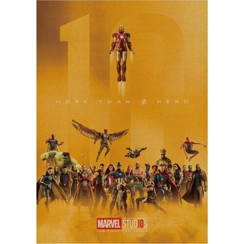 Moive Marvel Figures Toys The Avengers Iron Man Captain America Spiderman Vintage Kraft Paper Home Decor Kids Toys Gifts