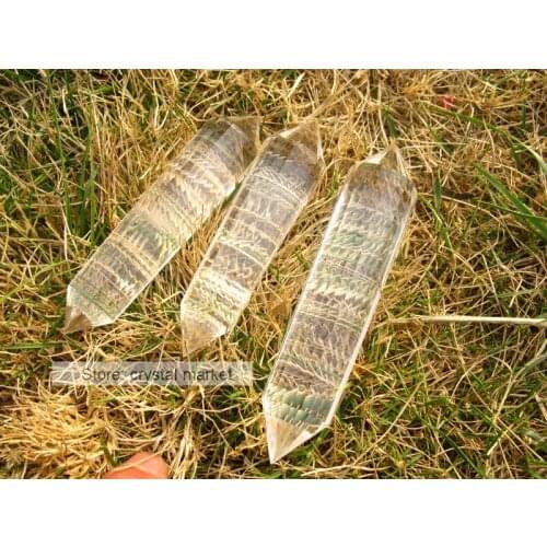 3PCS 24 Sided Natural Super Clear Quartz Vogel Inspired Crystal Wand