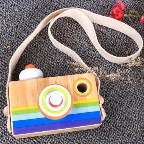 Toy Camera Cute Cartoon Baby Wooden Toy Kids Creative Neck Camera Photography Prop Decoration Children Playing House Tool MZ198
