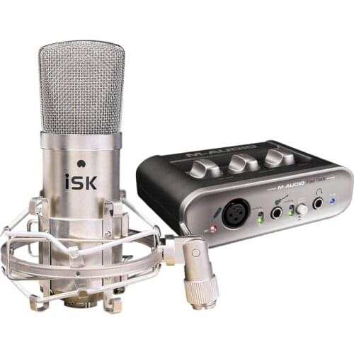 ISK BM-800 condenser Microphone with M-AUDIO Fast Track MKII MK2 2-input 2-output USB audio interface professional sound card