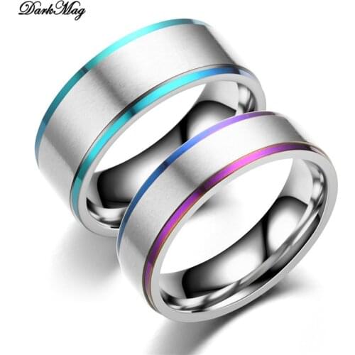 DarkMag Fashion Stainless Steel Hot Sale Rainbow Engagement Promise Rings For Women High Quality Men Women Jewelry