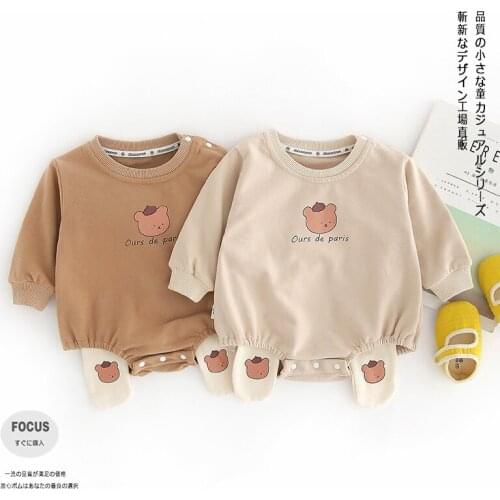 Baby Spring Autumn Clothing Newborn Infant Baby Boys Girls Cotton Bear Long Sleeve Bodysuit Jumpsuit Kids Clothes 0-24 M