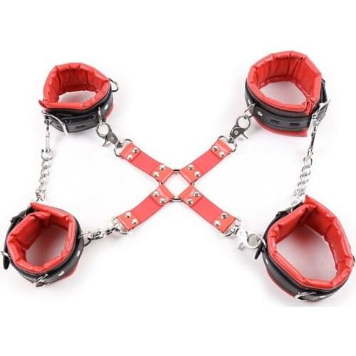 Bondage Bundled Handcuffs Sex Toys Scattered Shooting Cross Chains Tied Hands and Feet Red Sponge Couple Props