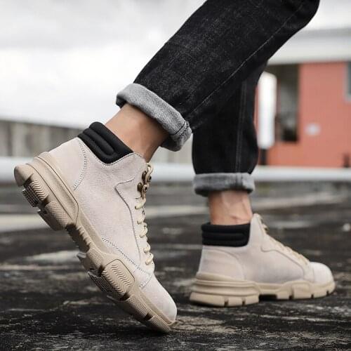 Sneakers quality high casual vintage leather winter mens platform Mens thick loafers Winter footwear man uomo boots lether High