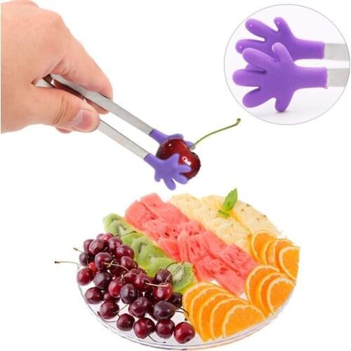Mini Salad Serving BBQ Tongs Stainless Steel Handle Silicone Food Clip Utensil Creative Hand Shape Kitchen Cooking Tools
