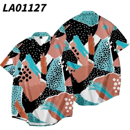 Men Shirts Short Sleeve Printed Simple Casual Blouse Hawaiian Shirt Male Tops Summer Chemise Hot Sale