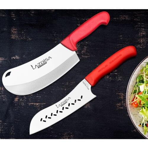 Lazbisa Kitchen Knife Set Chef Knife Curved Santaku 2K Line Pizza Onion Pita Pie Line Set 2 Pcs