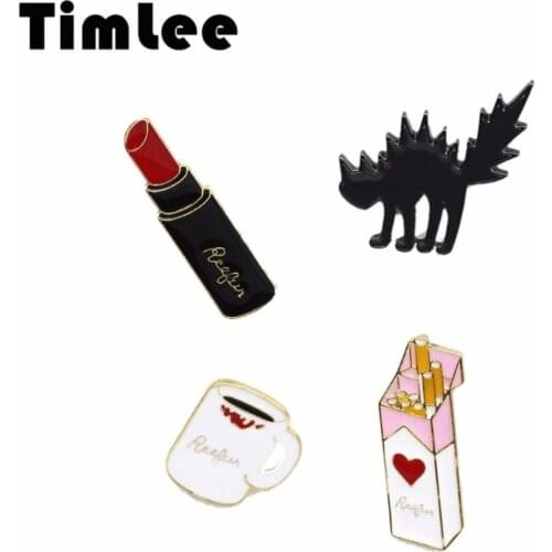 Timlee X316 New Cartoon Cute Cups Lips Monsters Lipstick Brooch Pins Fashion Jewelry