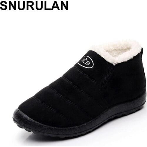 SNURULAN New womens winter casual warm boots; Womens waterproof velvet shoes; non-slip warm shoes with flat soles for moms