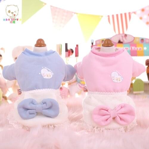 Small Dog Clothes Autumn And Winter Pet Dress Cat Skirt Cute Bowknot Puppy Clothing Lace Dress For Dogs Chihuahua Yorkshire