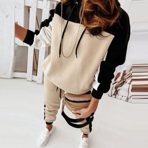 Autumn Casual Sports Outfit Tracksuit Women Zipper Hooded Sweatshirt + Pocket Sweatpants Suits Fashion Loose Women Two Piece Set