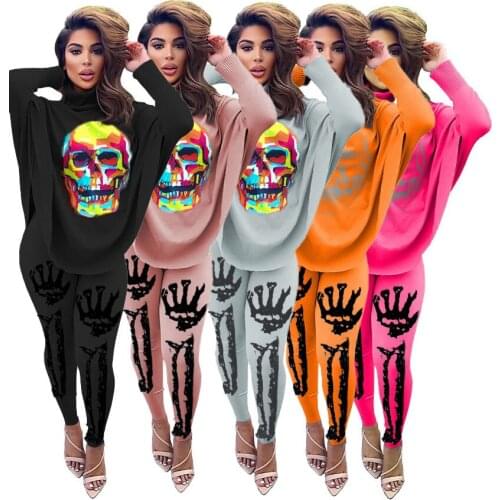 Autumn Ladies Long-sleeved Trousers Suit Graffiti Pattern Harajuku Tassel Full-sleeve Ladies Casual High Street Suit Holiday