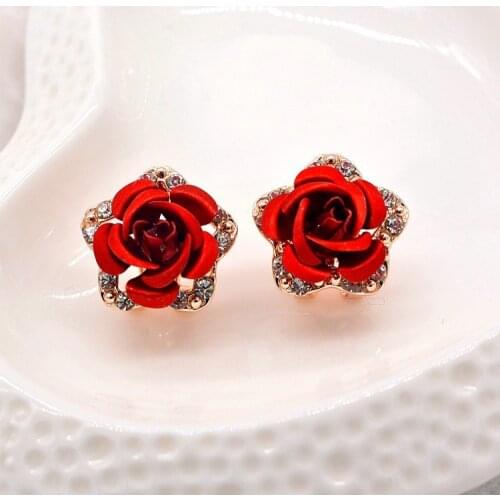 Rose Earrings Fashion Star All-match Simple Earrings for Women Valentines Day Exquisite Jewelry Gift Banquet Jewelry 2021 New
