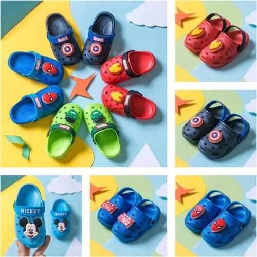 Disney Mickey Spiderman Kids Slippers for Boys Girls Cartoon Shoes Summer Toddler Baby Indoor Slippers Beach Swimming Slippers