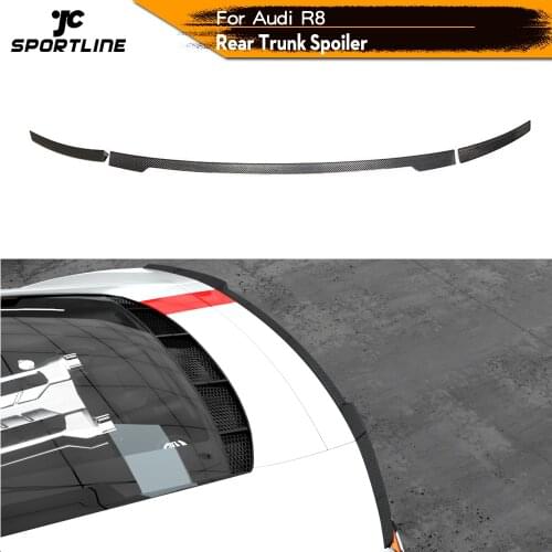 3PCS Style Carbon Fiber Rear Trunk Spoiler Boot Lip Wing for Audi R8 2016 - 2019 Coupe Only
