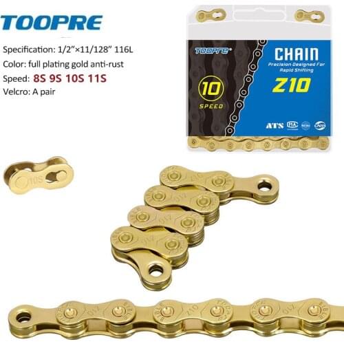 Bicycle Chain 6S 7S 8S 9S 10S 11S Speed MTB Chains Golden 116 L links Velocidade MTB Folding Road Bike W Missing Link Magic