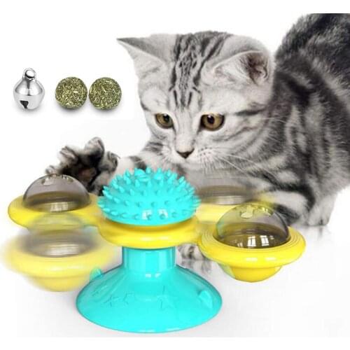Windmill cat toy Turntable Teasing Interactive cat toys interactive with Catnip Cat Scratching Tickle Pet ball toys Cat Supplies