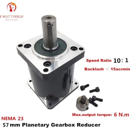 High Precision NEMA23 Planetary Gearbox 15 acrmin Planetary Reducer Ratio 10:1 for NEMA23 57mm Servo / Stepper Motor 57XG-10