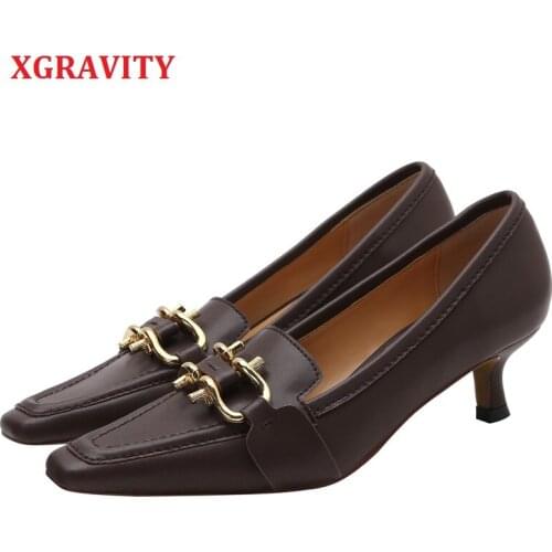 XGRAVITY Square Toe Girl Thin Heel Woman Shoes Bridal Shoes 2020 Designer Lady Fashion Shoes Elegant European Women Shoes A236
