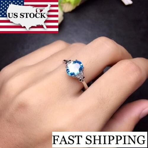 US STOCK Uloveido Topaz Butterfly Ring for Women, 925 Sterling Silver Wedding Jewelry, 6*8mm with Velvet Box Certificate FJ232