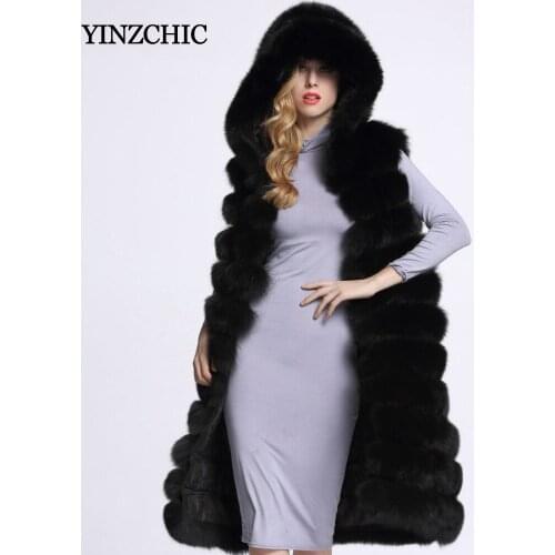 Thick Womans Winter Faux Fur Coat Fashion Hooded Female Sleeveless Fur Vest Women Artificial Fur Straight Long Coats Casual