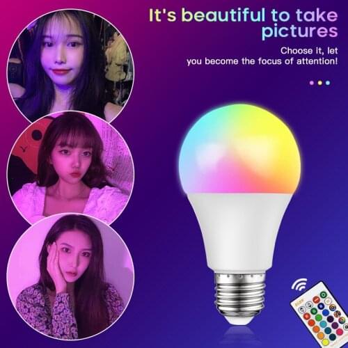 1Pc E27 LED Bulb 5/7/10/15W RGBW Light Bulb 16 Colors Changing Colorful RGB LED Lamp Home Party Decor Lighting