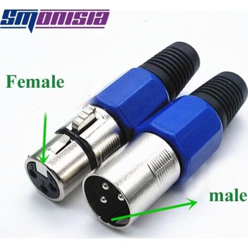 Smonisia 100pcs 3-pin Blue Cannon XLR Male/Female Plug for Microphone