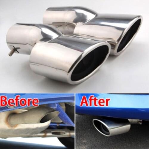 2pcs/1Pair Car Stainless Steel Rear Turbo End Tip Pipe Exhaust Muffler Fit For Honda Civic 2016 2017 Car Styling Car Accessories