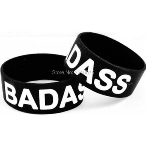 300pcs One Inch Badass Designer wristband silicone bracelets free shipping by DHL express