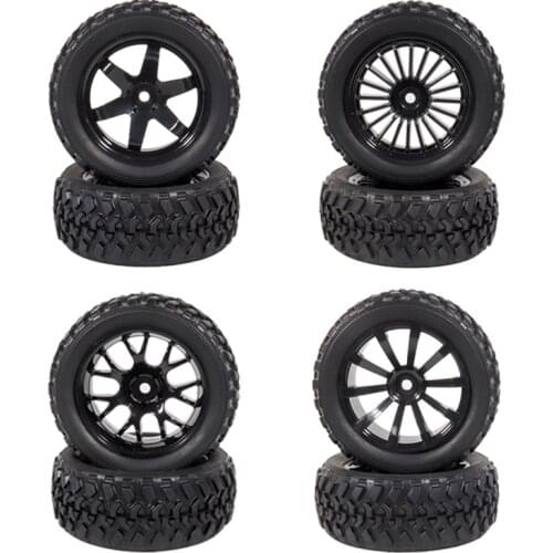 4pcs RC 1/10 Tires Wheels Hub 12mm Hex for 1:10 HSP HPI Kyosho Axial Scx10 Traxxas Trx-4 Tamiya RC on Road Rally RC Car Tyres