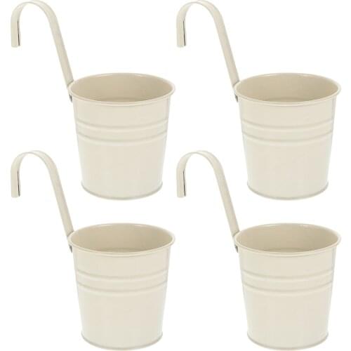 4pcs Iron Hanging Flower Pot Planter Balcony Hanging Bucket Flower For Decorative Gardening Bookshelf Living Room Hosting Room