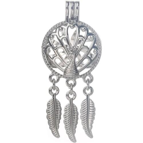 5pcs Fine Peacock Dreamcatcher Pearl Cage Locket Pendant DIY Bead Cage Aroma Essential Oil Diffuser Box For Oyster Pearls