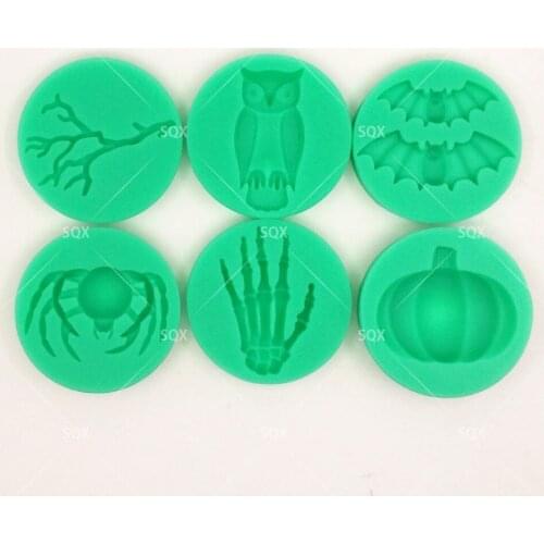 6PCS Halloween Fondant Cake Baking Molds,Moule Silicone,Cake Decorating Tools Pastry Tools Kitchen Accessories SQ16222
