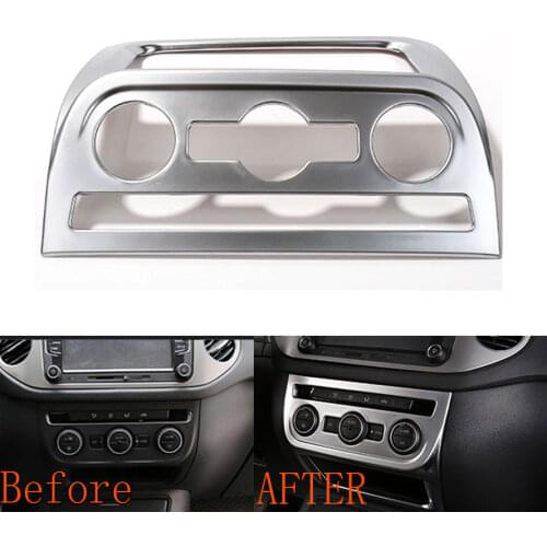 Auto Chrome ABS Center Console Air Conditioning Panel Trim Frame Decoration For vw Tiguan 2010-2015 Car Styling