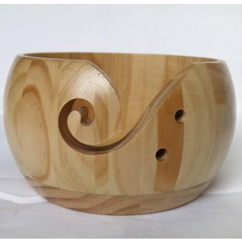 Natural Wood Yarn Storage Bowl Organizer Crocheted Wool Holder Storage Bowl Home Sewing Supplies Wire Storage Bowl