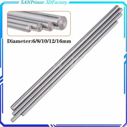 2pcs 6mm 8mm 10mm 12mm 16mm 8 400mm linear shaft 3d printer parts 8mm 400mm Cylinder Chrome Plated Liner Rods Axis