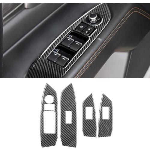 For Mazda CX-5 CX5 2017 2018 ONLY LHD 4pcs Carbon Fiber Car Window Switch Door Armrest Panel Cover Decor Trim