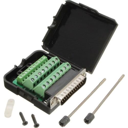 Electrical DB25 Male 25 Pins Plug Connector D-Sub Terminals Screw Type Cable Wire Plug Cover Solderless Connector