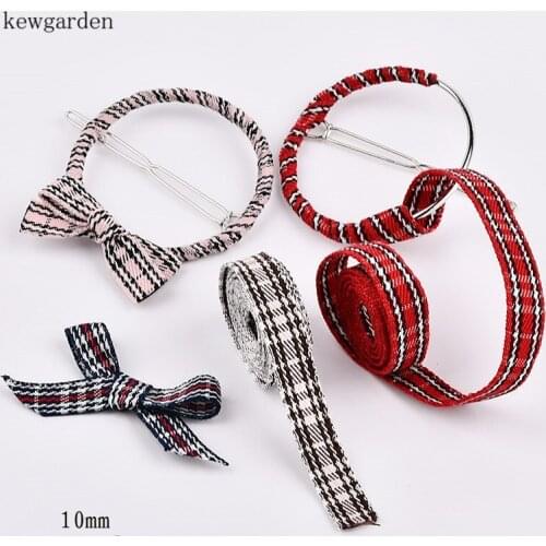Kewgarden 3/8" 10mm Stripe Satin Ribbons Soft Cotton Riband Handmade Tape DIY Bowknot Accessories 12m/lot