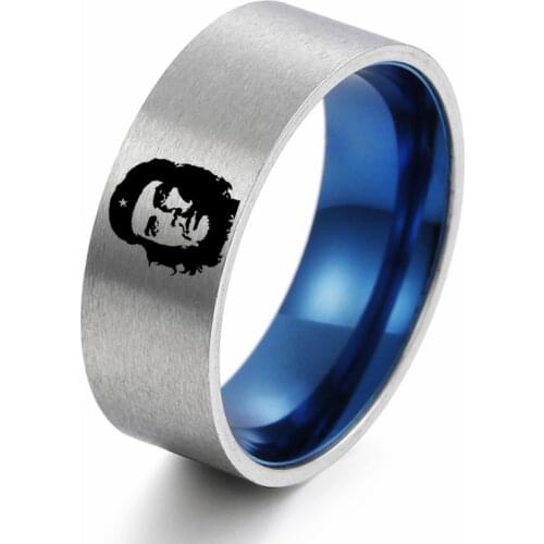 MOREDEAR 12MM Never Fade 316L Stainless Steel Rings Casual Party Ring Double Che Guevara Ring