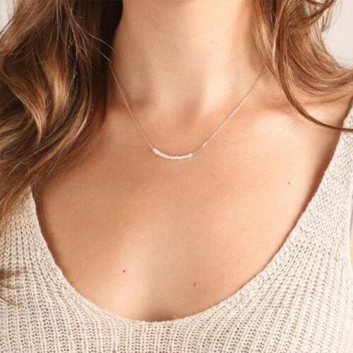 Tiny freshwater pearl bar necklace delicate pearl necklace minimal necklace dainty pearl necklace