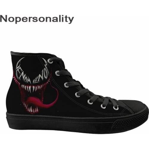 Nopersonality Black Venom Shoes Cool Cartoon Mens High Top Sneakers Lace Up Flats Vulcanize Shoes for Male Adults Street Shoes